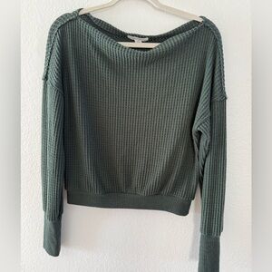 Treasure & Bond Olive Waffle Knit Sweater